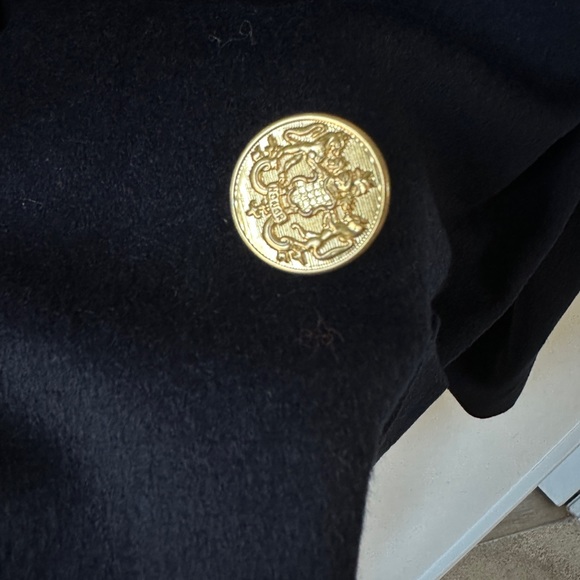 Vintage Gold Button Double Breasted Navy Cocoon Peacoat Size Large - Picture 9 of 11